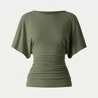 Everyday Ruched Boatneck Batwing Top
