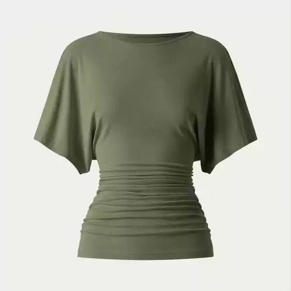 Everyday Ruched Boatneck Batwing Top