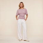 Everyday Ruched Boatneck Batwing Top