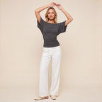 Everyday Ruched Boatneck Batwing Top