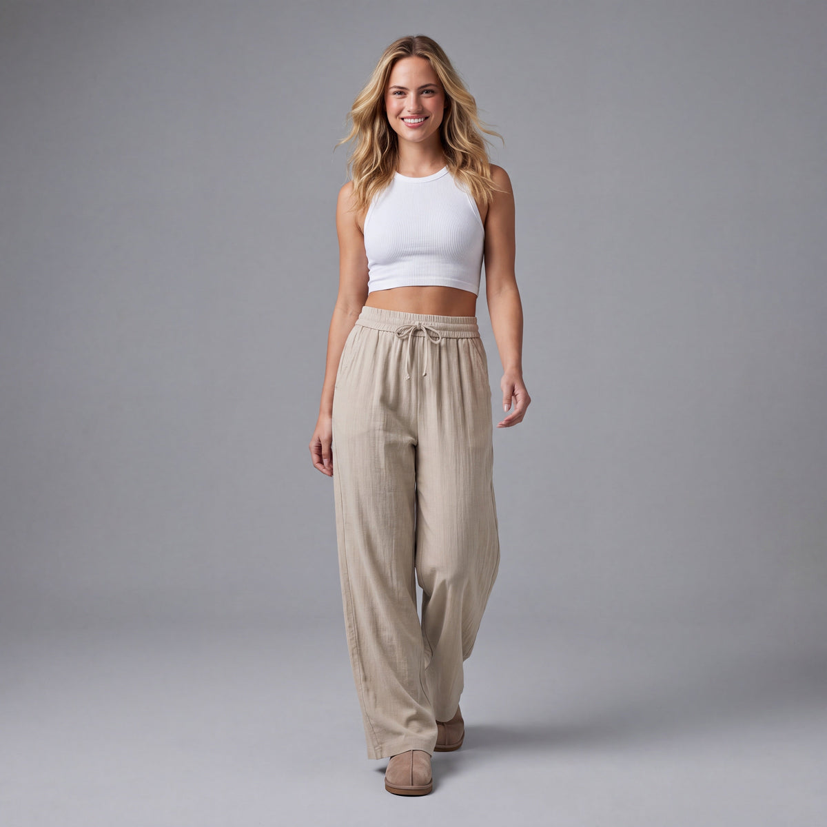 LinenBreeze Wide-Leg Drawstring Pants