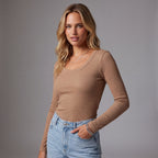 Built-in Bra Ribbed Round Neck Tank Top