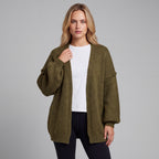 Oversized Lantern Sleeve Open Front Cardigan