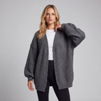 Oversized Lantern Sleeve Open Front Cardigan