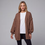 Oversized Lantern Sleeve Open Front Cardigan