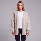 Oversized Lantern Sleeve Open Front Cardigan